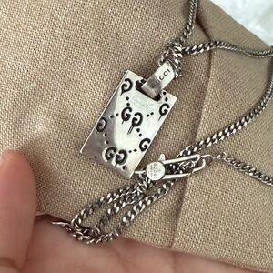 Gucci Mens Gucci Ghost Pendant Necklace Sterling Silver Tag Logo with Box